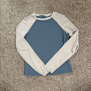 Blue and Gray Long Sleeve Women's Top